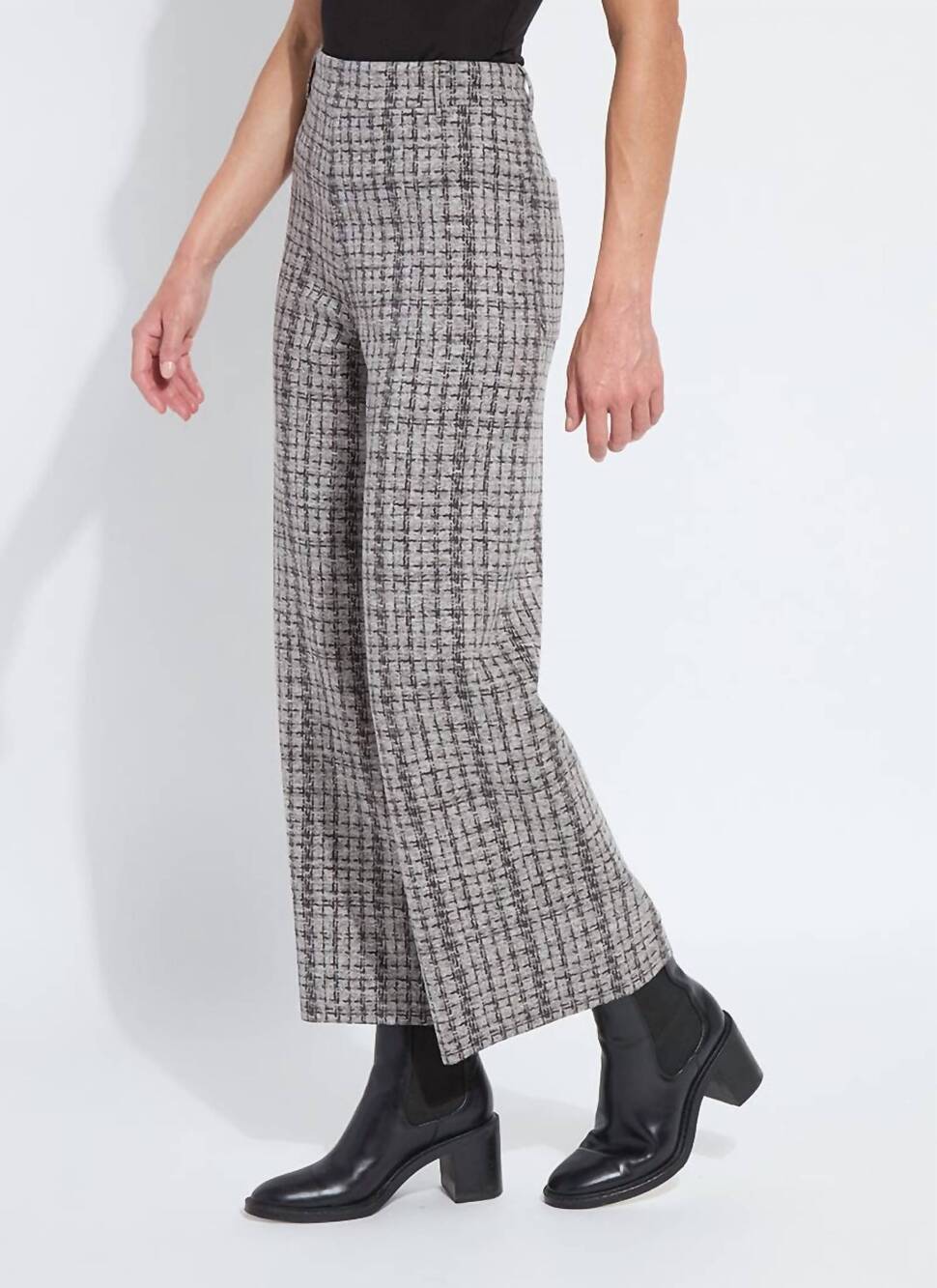 NEW LYSSE erin hi waist leg neoprene pants in lush tweed texture